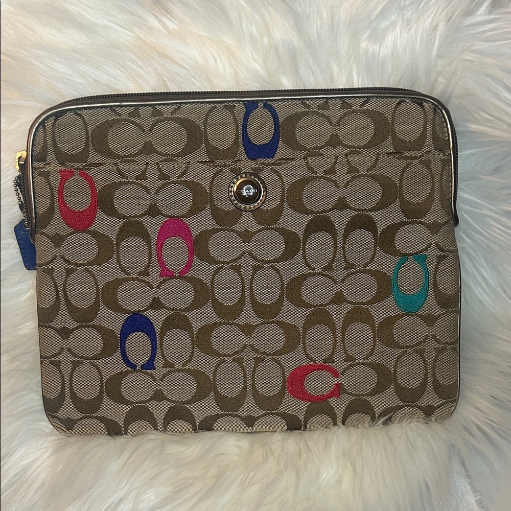 Coach Brown Multicolor Signature Ipad/tablet Bag